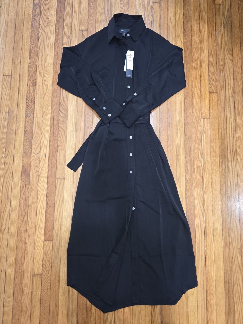 Banana Republic Black Midi Shirt Dress with Tie Waist